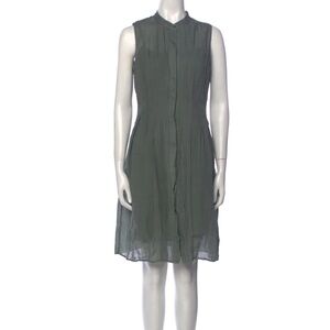 Mock Neck Green Button Down Dress